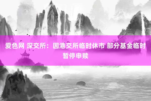 爱色网 深交所：因港交所临时休市 部分基金临时暂停申赎