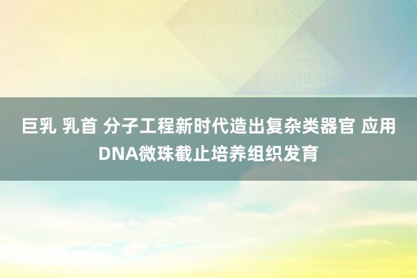 巨乳 乳首 分子工程新时代造出复杂类器官 应用DNA微珠截止培养组织发育