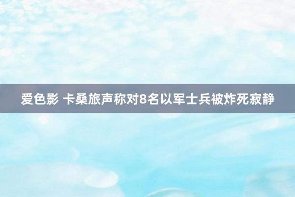 爱色影 卡桑旅声称对8名以军士兵被炸死寂静