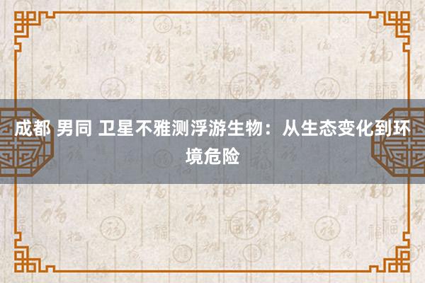 成都 男同 卫星不雅测浮游生物：从生态变化到环境危险