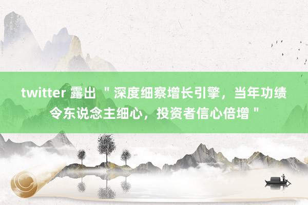 twitter 露出 ＂深度细察增长引擎，当年功绩令东说念主细心，投资者信心倍增＂