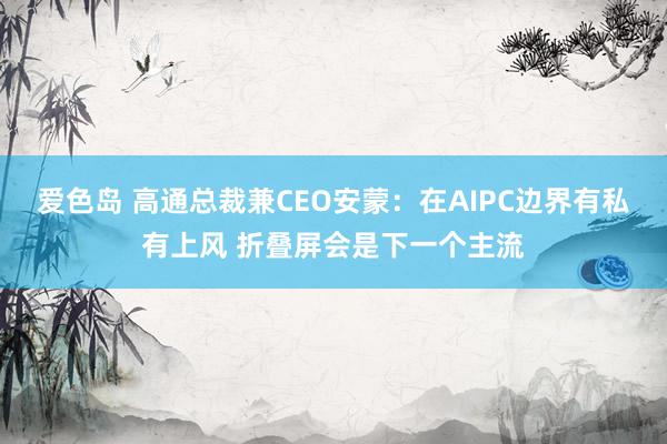 爱色岛 高通总裁兼CEO安蒙：在AIPC边界有私有上风 折叠屏会是下一个主流