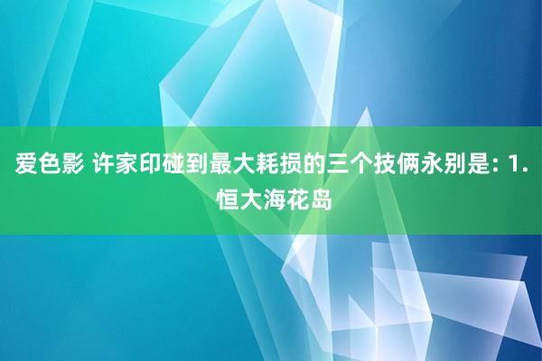 爱色影 许家印碰到最大耗损的三个技俩永别是: 1. 恒大海花岛