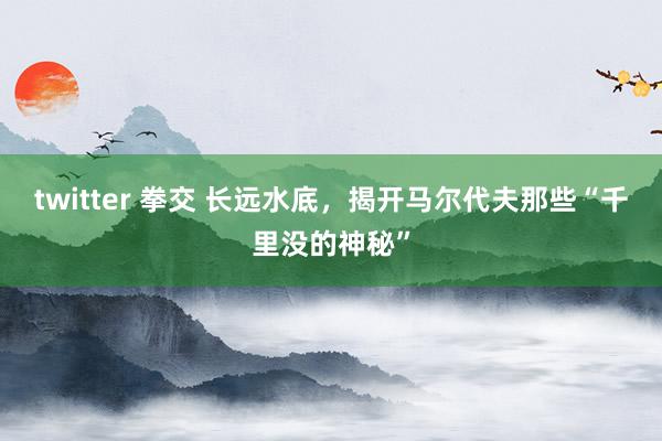 twitter 拳交 长远水底，揭开马尔代夫那些“千里没的神秘”