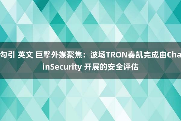 勾引 英文 巨擘外媒聚焦：波场TRON奏凯完成由ChainSecurity 开展的安全评估