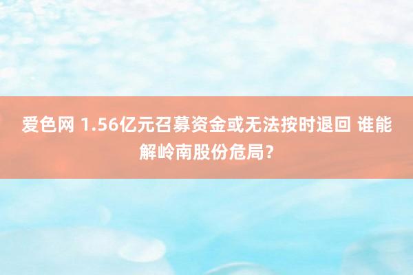 爱色网 1.56亿元召募资金或无法按时退回 谁能解岭南股份危局？