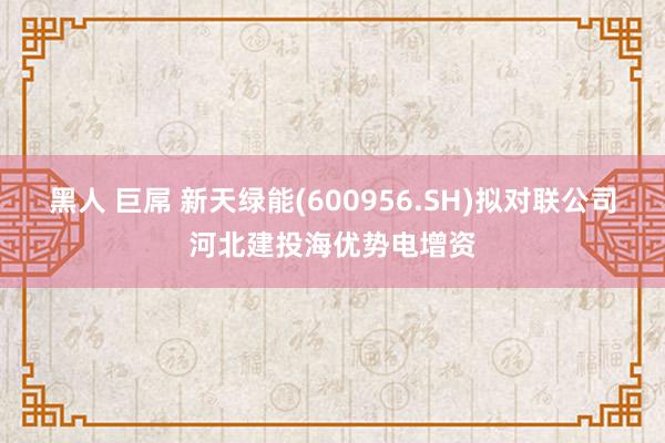 黑人 巨屌 新天绿能(600956.SH)拟对联公司河北建投海优势电增资