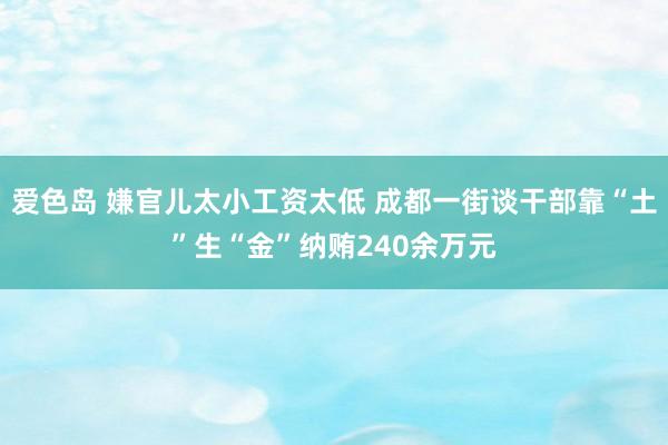 爱色岛 嫌官儿太小工资太低 成都一街谈干部靠“土”生“金”纳贿240余万元