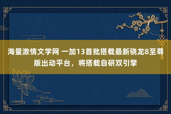 海量激情文学网 一加13首批搭载最新骁龙8至尊版出动平台，将搭载自研双引擎