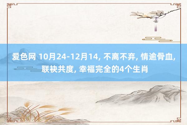 爱色网 10月24-12月14， 不离不弃， 情逾骨血， 联袂共度， 幸福完全的4个生肖