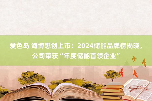 爱色岛 海博想创上市：2024储能品牌榜揭晓，公司荣获“年度储能首领企业”