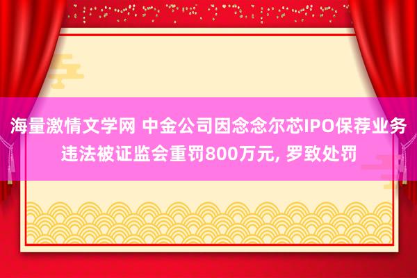 海量激情文学网 中金公司因念念尔芯IPO保荐业务违法被证监会重罚800万元， 罗致处罚