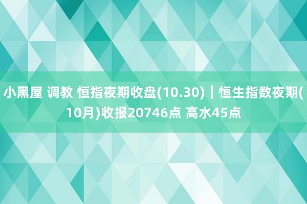 小黑屋 调教 恒指夜期收盘(10.30)︱恒生指数夜期(10月)收报20746点 高水45点