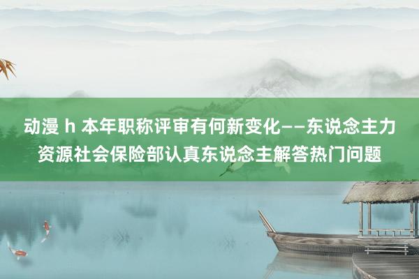 动漫 h 本年职称评审有何新变化——东说念主力资源社会保险部认真东说念主解答热门问题