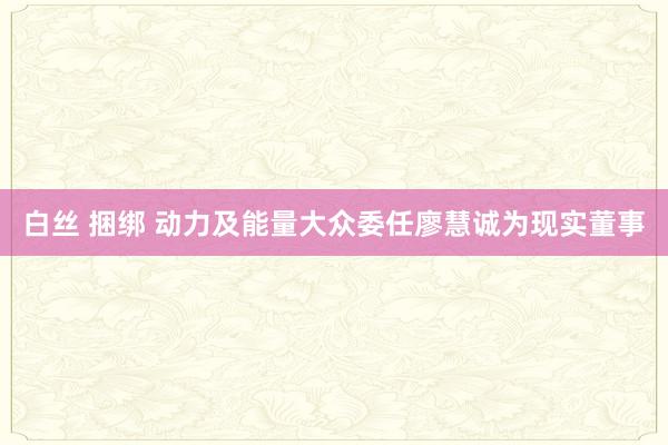 白丝 捆绑 动力及能量大众委任廖慧诚为现实董事