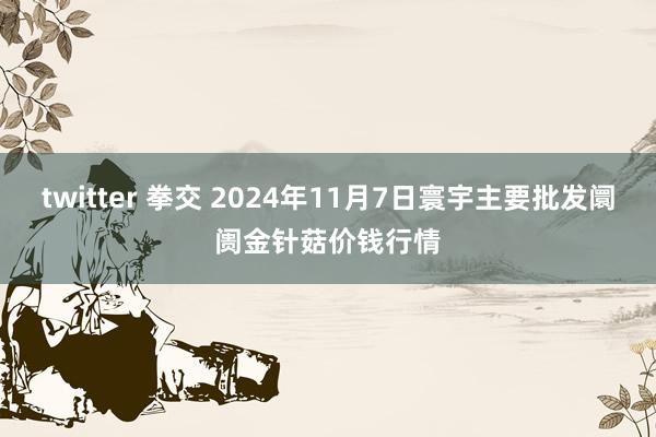 twitter 拳交 2024年11月7日寰宇主要批发阛阓金针菇价钱行情