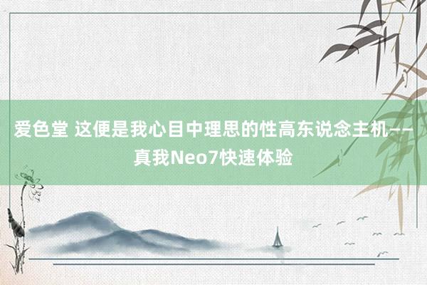 爱色堂 这便是我心目中理思的性高东说念主机——真我Neo7快速体验