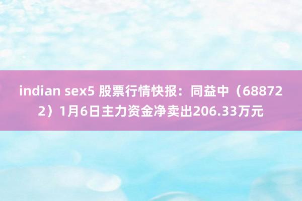 indian sex5 股票行情快报：同益中（688722）1月6日主力资金净卖出206.33万元