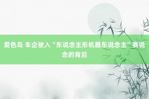 爱色岛 车企驶入“东说念主形机器东说念主”赛说念的背后