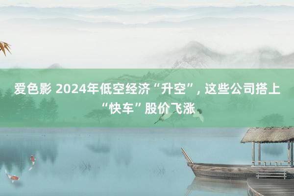 爱色影 2024年低空经济“升空”， 这些公司搭上“快车”股价飞涨