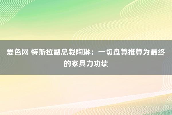 爱色网 特斯拉副总裁陶琳：一切盘算推算为最终的家具力功绩