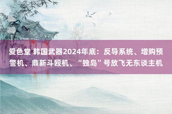 爱色堂 韩国武器2024年底：反导系统、增购预警机、鼎新斗殴机、“独岛”号放飞无东谈主机